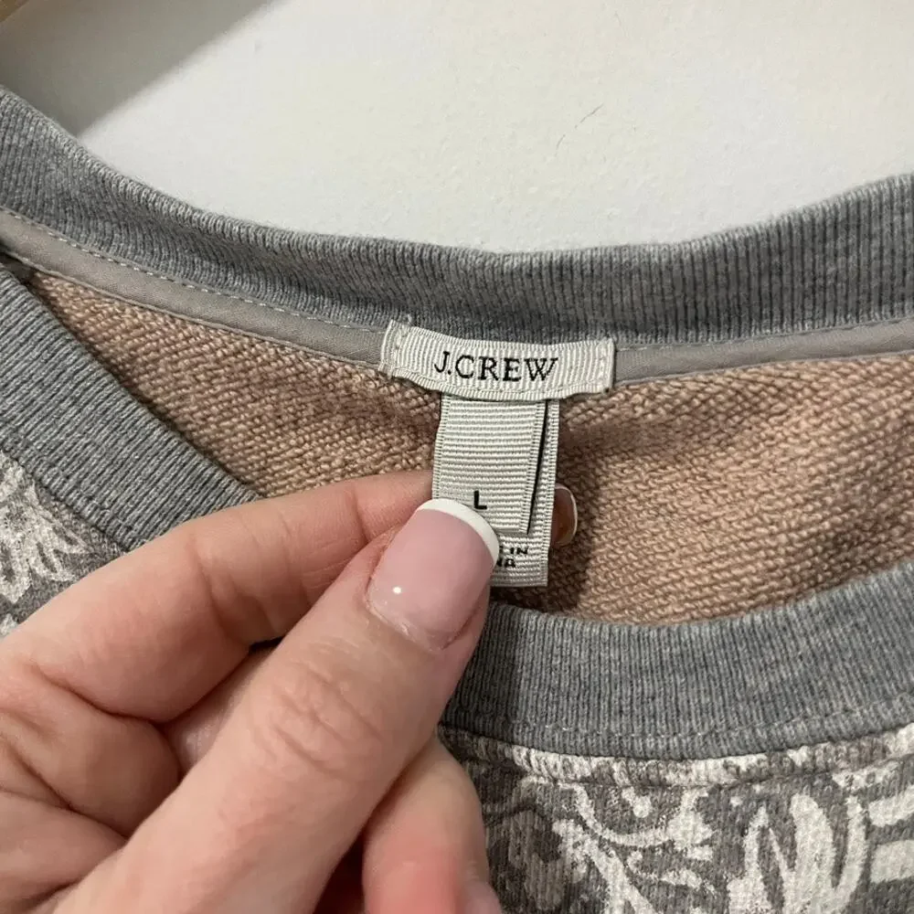 J. Crew Gray & White Print Sweater Size Large